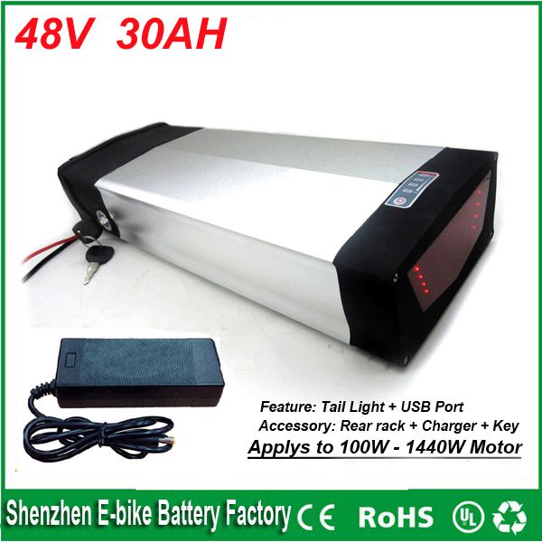 waterproof rear rack e-bike battery 48v 30ah electric bicycle lithium battery with standard usb port and rear led light for samsung cell
waterproof rear rack e-bike battery 48v 30ah electric bicycle lithium battery with standard usb port and rear led light for samsung cell