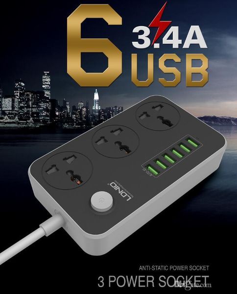 LDNIO 6 USB Power Strip + 6 розеток переменного тока розетка с защитой от перенапряжения USB-разъем для ПК смартфон перегрузки защиты 1.5 м США Plug
LDNIO 6 USB Power Strip + 6 розеток переменного тока розетка с защитой от перенапряжения USB-разъем для ПК смартфон перегрузки защиты 1.5 м США Plug