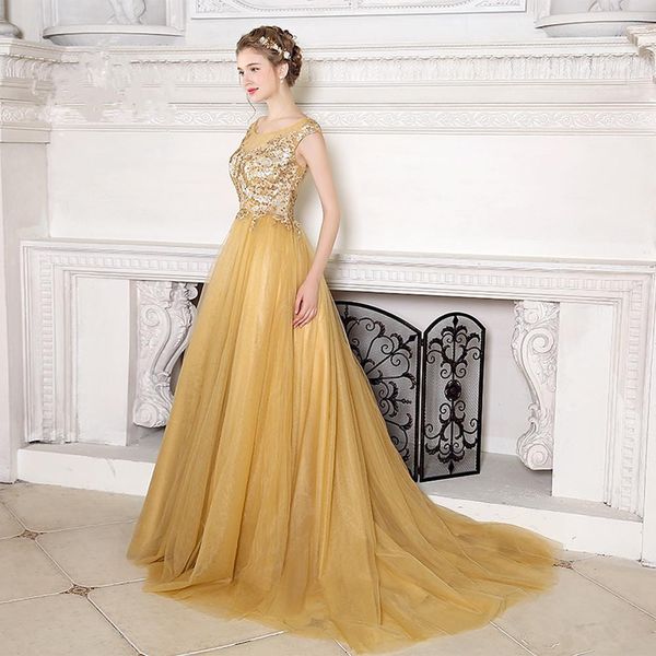 2017 fascinating scoop neck yellow beaded sequins tulle evening dress sleeveless floor length lace applique prom gown party dress, Black;red
2017 fascinating scoop neck yellow beaded sequins tulle evening dress sleeveless floor length lace applique prom gown party dress, Black;red