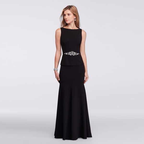 sleeveless long dress with beaded sash black peplum mother of the bridal dres wedding party dress formal dresses, Black;red
sleeveless long dress with beaded sash black peplum mother of the bridal dres wedding party dress formal dresses, Black;red