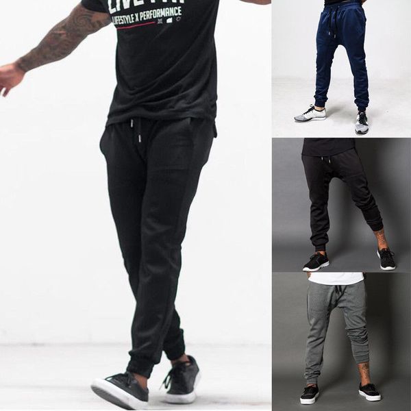 

wholesale- mens tech joggers skinny long pants sweatpants casual loose trousers for male tracksuit body engineers pant, Black