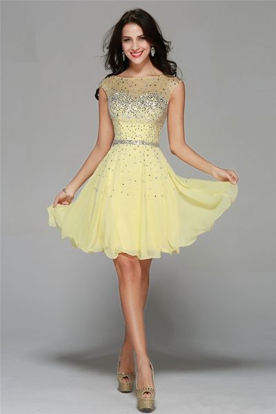 2017 backless yellow crystal a-line prom dresses with scoop chiffon knee-length evening formal party gown bp04, Black
2017 backless yellow crystal a-line prom dresses with scoop chiffon knee-length evening formal party gown bp04, Black