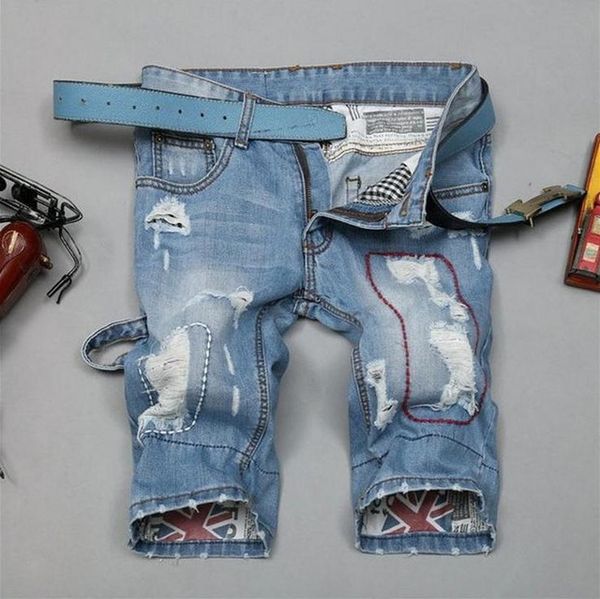summer 2017 fashion men's shorts ripped hole patches light blue jeans tide flanging cargo overalls distress biker short trousers
summer 2017 fashion men's shorts ripped hole patches light blue jeans tide flanging cargo overalls distress biker short trousers