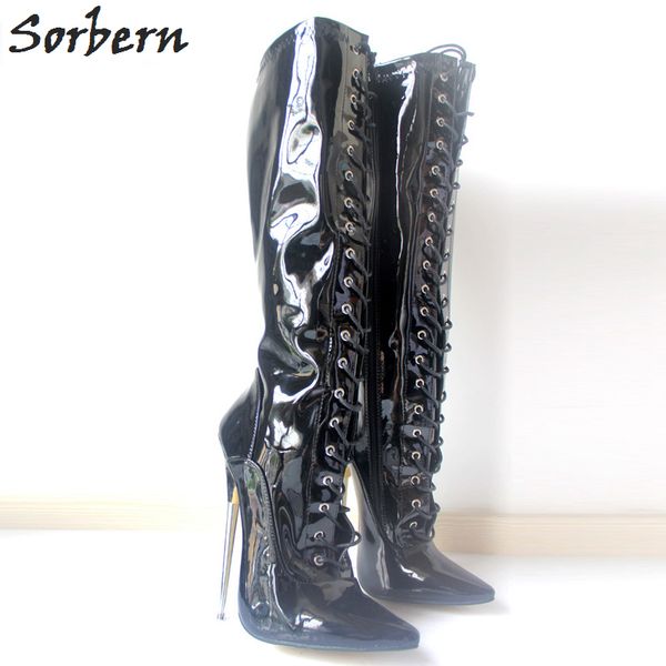 sorbern 18cm high heel boots women lace-up exotic fetish metal thin heel stretch lace up single soles knee-high boots plus size, Black
sorbern 18cm high heel boots women lace-up exotic fetish metal thin heel stretch lace up single soles knee-high boots plus size, Black
