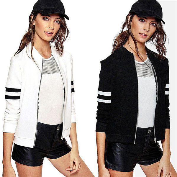 winter female jacket zipper t-shirt casual long jacket women, Black;brown