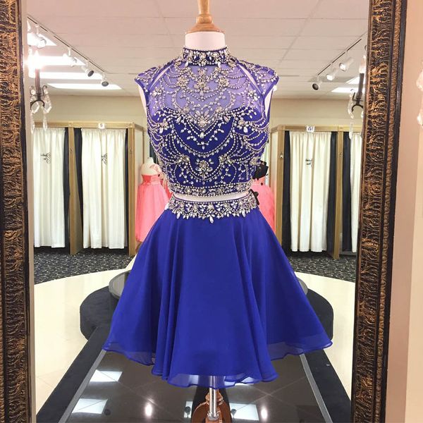 delicate royal blue chiffon homecoming dresses high neck cap sleeves crystal beaded two piece prom dresses backless short party dresses, Blue;pink
delicate royal blue chiffon homecoming dresses high neck cap sleeves crystal beaded two piece prom dresses backless short party dresses, Blue;pink