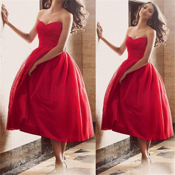 2018 tea-length red tulle evening dresses 2017 sweetheart guest wear prom party gowns vestido de festa custom made, Black;red
2018 tea-length red tulle evening dresses 2017 sweetheart guest wear prom party gowns vestido de festa custom made, Black;red