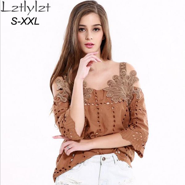 wholesale- new fashion crop 2016 summer slash neck off the shoulder shirt khaki hollow out vintage exquisite embroidery women, White
wholesale- new fashion crop 2016 summer slash neck off the shoulder shirt khaki hollow out vintage exquisite embroidery women, White
