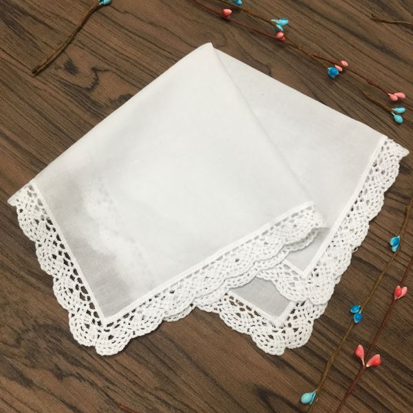 

set of 12 home textiles ladies handkerchief white cotton lace wedding bridal hankies hanky 12x12-inch