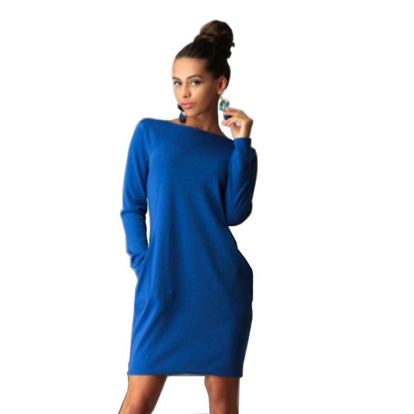wholesale- 2017 solid loose casual bodycon autumn dress women's o neck long sleeve office dress two pockets work wear plus size, White;black
wholesale- 2017 solid loose casual bodycon autumn dress women's o neck long sleeve office dress two pockets work wear plus size, White;black