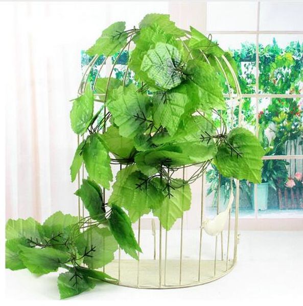 

2.4m Green Artificial Ivy Leaf Garland Plants Vine Fake Foliage Flowers Plastic Artificial Flower Rattan Evergreen Cirrus G505