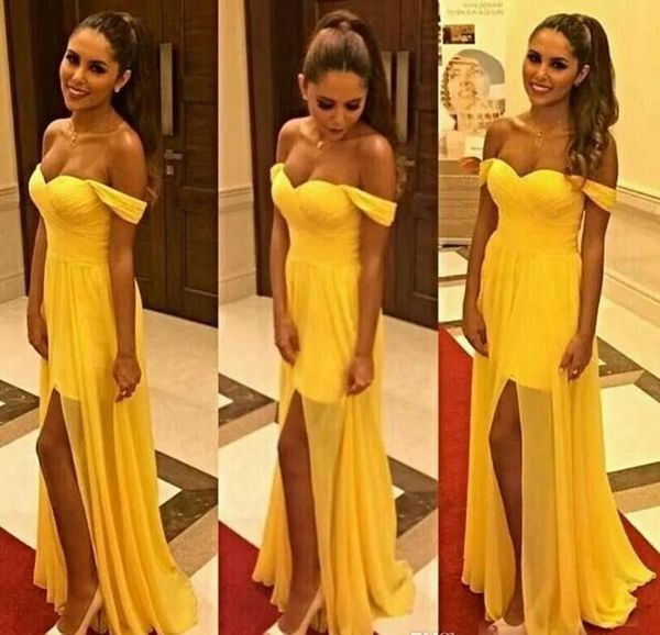 2017 .chiffon yellow off the shoulder sweetheart prom dresses 2016 side split evening dresses floor length custom made formal party gowns ch, Black;red
2017 .chiffon yellow off the shoulder sweetheart prom dresses 2016 side split evening dresses floor length custom made formal party gowns ch, Black;red