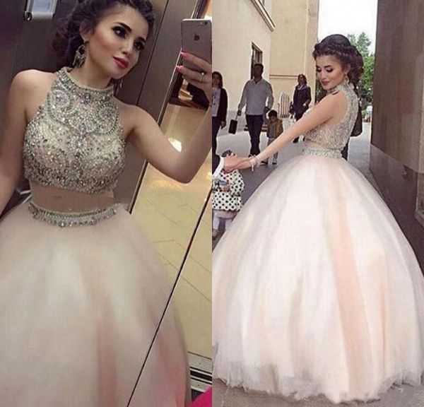 2017 high neck luxury beaded two pieces long ball gowns prom dresses sleeveless floor length formal evening celebrity party dress, Black
2017 high neck luxury beaded two pieces long ball gowns prom dresses sleeveless floor length formal evening celebrity party dress, Black