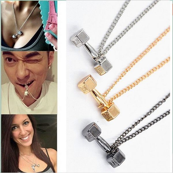 fashion bodybuilding dumbbell pendant necklace for lover cool alloy necklace for men women gold jewelry wholesale, Silver
fashion bodybuilding dumbbell pendant necklace for lover cool alloy necklace for men women gold jewelry wholesale, Silver