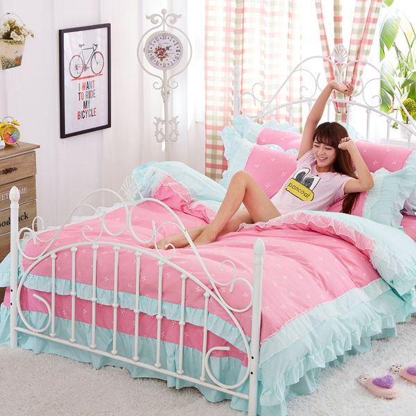 

wholesale-100% cotton comforter luxury bedding sets 4pcs set bedspread bedclothes for kids girl lady with bed sheet duvet cover pillowcase