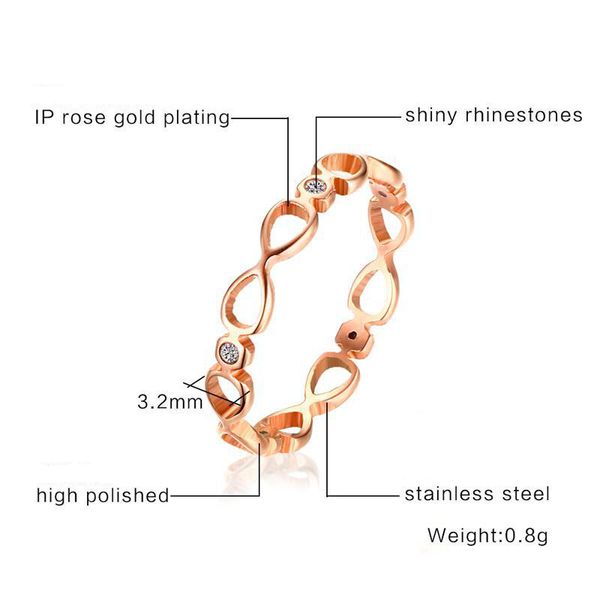 rose gold color women stainless steel rings rhinestone hollow out infinity ring for women casamento anillons mujer, Silver
rose gold color women stainless steel rings rhinestone hollow out infinity ring for women casamento anillons mujer, Silver