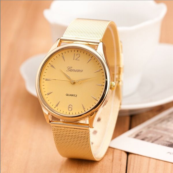 geneva watches fashion alloy mesh belt women watch simple numeral golden band ladies quartz wristwatch, Slivery;brown
geneva watches fashion alloy mesh belt women watch simple numeral golden band ladies quartz wristwatch, Slivery;brown