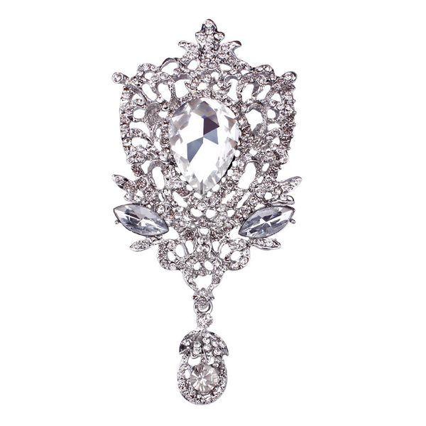5*10.5cm large silver tone luxury waterdrop pendent big crystal wedding elegant brooch fashion costume brooch for women banquet quality, Gray
5*10.5cm large silver tone luxury waterdrop pendent big crystal wedding elegant brooch fashion costume brooch for women banquet quality, Gray