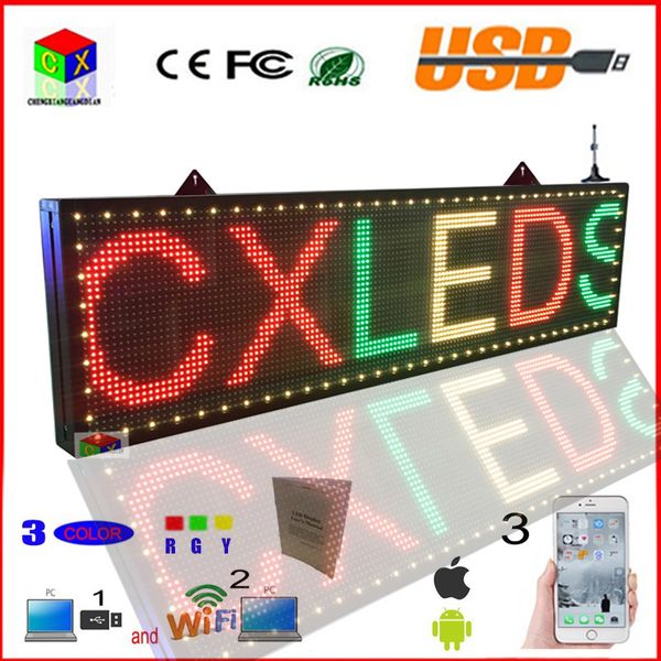 led sign 3 color 78x11 inch rgy wifi programmable led scrolling display screen indoor message open billboard
led sign 3 color 78x11 inch rgy wifi programmable led scrolling display screen indoor message open billboard