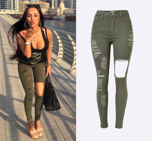 wholesale- women high waist slim stretch ripped legs skinny washed denim jeans pants for calca feminina, Blue
wholesale- women high waist slim stretch ripped legs skinny washed denim jeans pants for calca feminina, Blue