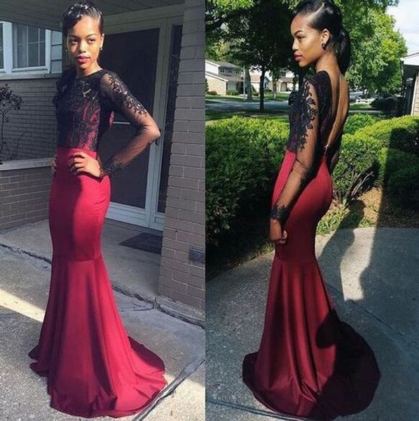 backless mermaid lace long sleeves jewel burgundy african formal arabic party evening wear dresses prom guest dress cocktail, Black;red
backless mermaid lace long sleeves jewel burgundy african formal arabic party evening wear dresses prom guest dress cocktail, Black;red