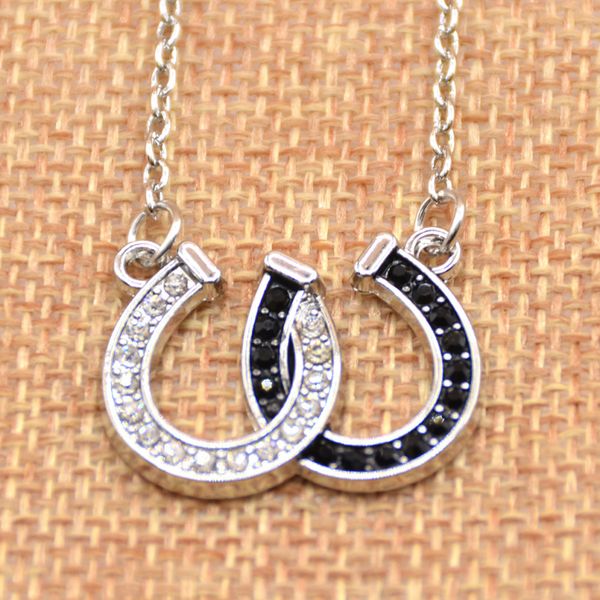 wholesale-1 pc lucky rhinestone double horse hoof horseshoe pendant necklace jewellery black white, Silver
wholesale-1 pc lucky rhinestone double horse hoof horseshoe pendant necklace jewellery black white, Silver