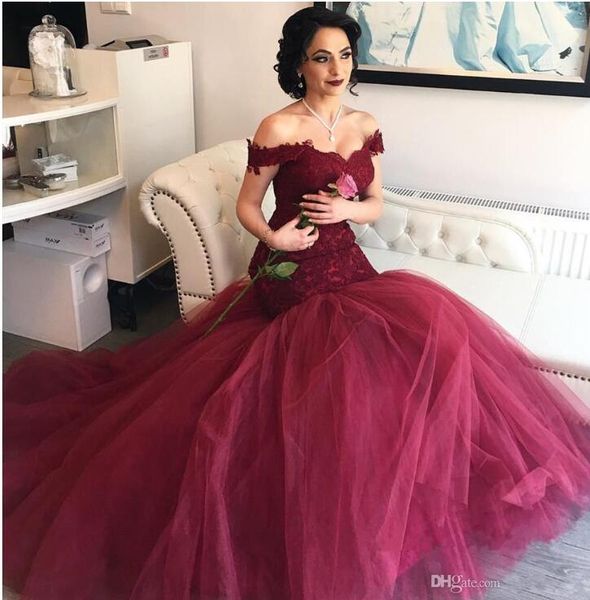 2017 burgundy mermaid prom dresses aso ebi off shoulders sweetheart lace bodice tulle long backless royal blue evening gowns sweep train, Black
2017 burgundy mermaid prom dresses aso ebi off shoulders sweetheart lace bodice tulle long backless royal blue evening gowns sweep train, Black