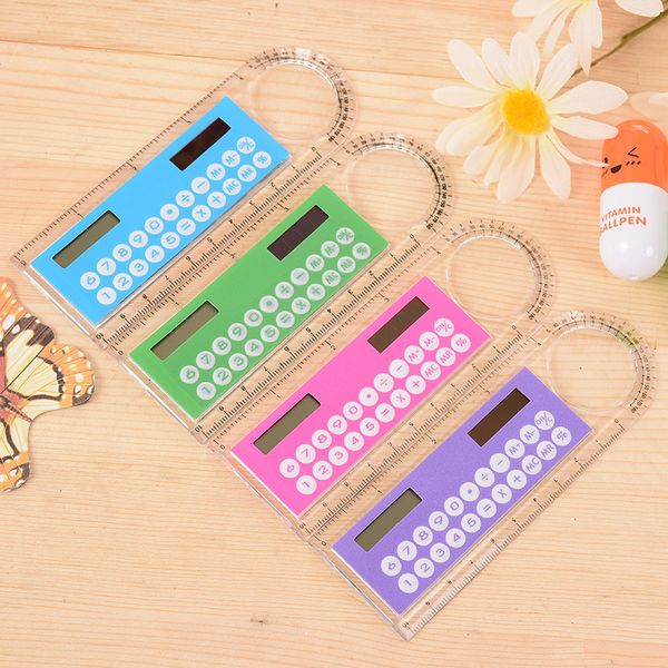 Student Ruler Calculator Plastic Mini Multifunction Calculator 10cm Creative Stationery Portable Solar Calculator Straight Ruler Wholesale