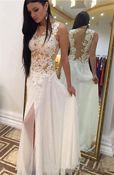 sheer lace appliques white prom dresses 2019 side slit a line prom dresses floor length evening gowns formal party dresses, Black
sheer lace appliques white prom dresses 2019 side slit a line prom dresses floor length evening gowns formal party dresses, Black