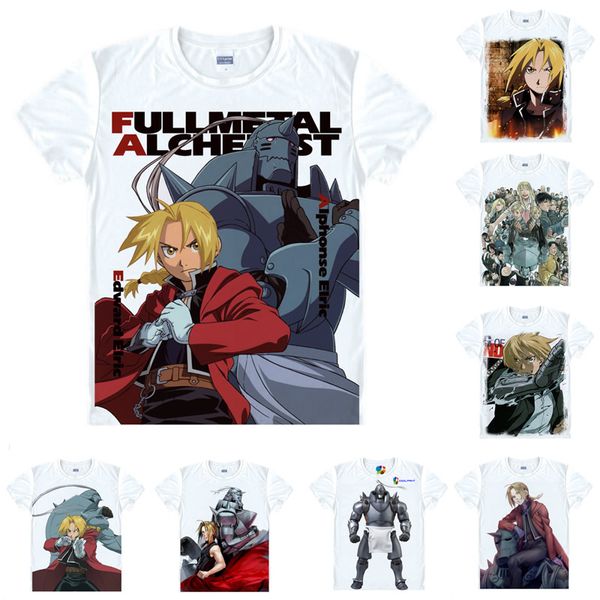 

anime shirt fullmetal alchemist of steel t-shirts multi-style short sleeve edward elric alphonse cosplay motivs hentai shirts, White;black