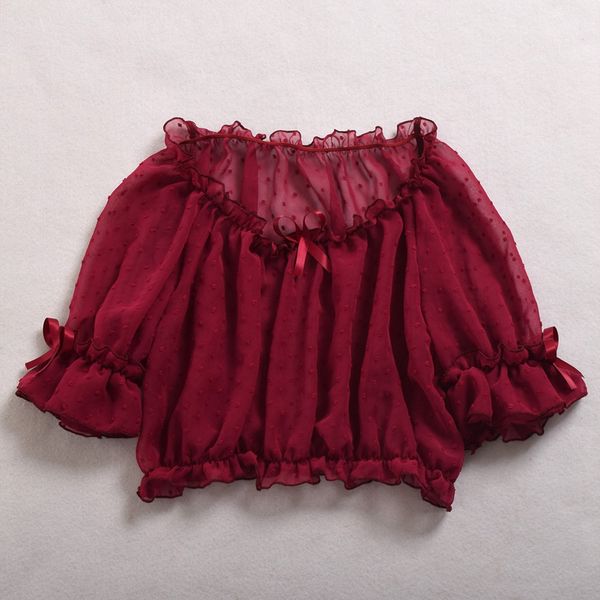 lady puff рукавом dot ruffled декольте шифон кружева лолита сиськи верхней части пробки белый / черный / бургундия, White
lady puff рукавом dot ruffled декольте шифон кружева лолита сиськи верхней части пробки белый / черный / бургундия, White