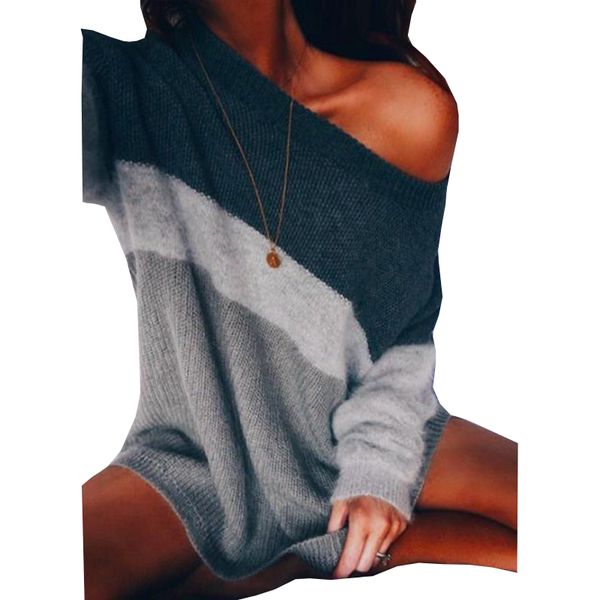 wholesale- 2016 autumn new women sweater pullovers striped slash neck full sleeve casual off the shoulder sweater, White;black
wholesale- 2016 autumn new women sweater pullovers striped slash neck full sleeve casual off the shoulder sweater, White;black