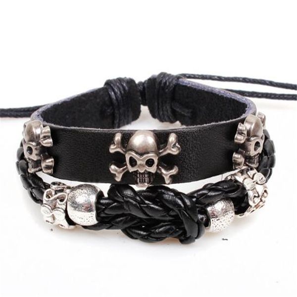 punk skull bracelet handmade braided leather bracelet cords for men design accessories personality jewelry halloween christmas gift, Golden;silver
punk skull bracelet handmade braided leather bracelet cords for men design accessories personality jewelry halloween christmas gift, Golden;silver