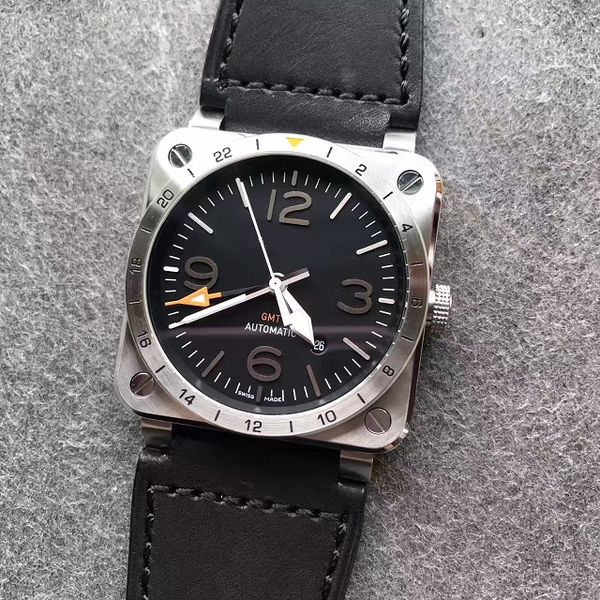 42mm automatic luminous men watch sapphire crystal wristwatch waterproof square watch aviation br03 br03-93 gmt 03-93-gmt-st/sca, Slivery;brown
42mm automatic luminous men watch sapphire crystal wristwatch waterproof square watch aviation br03 br03-93 gmt 03-93-gmt-st/sca, Slivery;brown