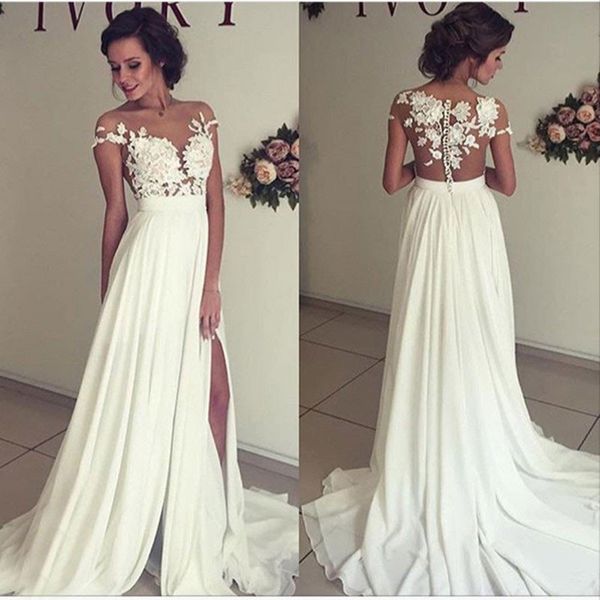 elegant vestidos de novia baratos robe mariage bohemian style a-line sheer neck short sleeves wedding dresses with lace appliques, White
elegant vestidos de novia baratos robe mariage bohemian style a-line sheer neck short sleeves wedding dresses with lace appliques, White