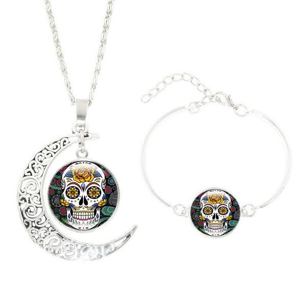 2pcs/set european skeleton necklace bracelet jewelry long chain punk skull pendant design collar choker necklace bracelet girls boys jewelry, Silver
2pcs/set european skeleton necklace bracelet jewelry long chain punk skull pendant design collar choker necklace bracelet girls boys jewelry, Silver