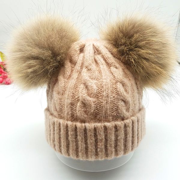 children cute pom winter knitted fur kids double pom real skullies hat warm bonnet solid beanie caps for mink rahcl, White;black
children cute pom winter knitted fur kids double pom real skullies hat warm bonnet solid beanie caps for mink rahcl, White;black