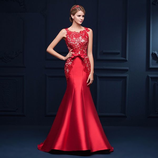 red robe de soiree red long mermaid evening dress 2017 scoop-neck sweep trail lace prom party gowns lace up back vestido de festa, Black;red
red robe de soiree red long mermaid evening dress 2017 scoop-neck sweep trail lace prom party gowns lace up back vestido de festa, Black;red