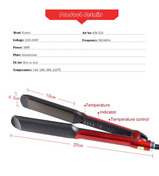 km-531 professional hair straightener ceramic flat irons straightening iron pranchas de cabelo curling corn styling tools, Black
km-531 professional hair straightener ceramic flat irons straightening iron pranchas de cabelo curling corn styling tools, Black