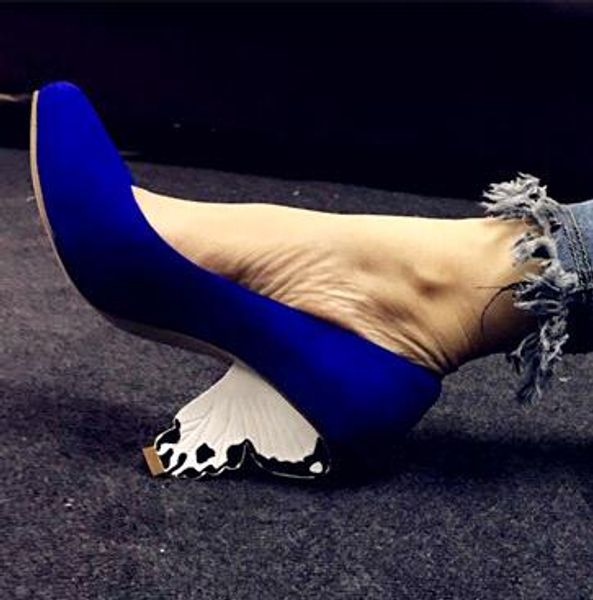 Strange Heel Fuchsia Red Royal Blue Suede Leather Women Pumps Wedding Dress Shoes Butterfly High Heels Formal Party Shoes Ladies Big Size
Strange Heel Fuchsia Red Royal Blue Suede Leather Women Pumps Wedding Dress Shoes Butterfly High Heels Formal Party Shoes Ladies Big Size