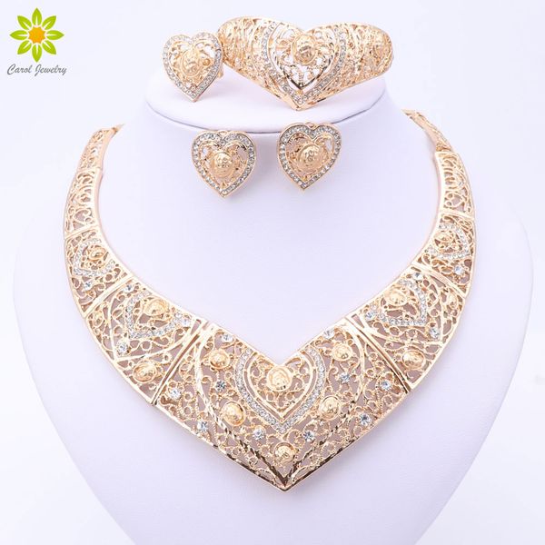 fashion african wedding bridal costume jewelry sets dubai indian gold plated heart shaped necklace earrings ring sets for women, Slivery;golden
fashion african wedding bridal costume jewelry sets dubai indian gold plated heart shaped necklace earrings ring sets for women, Slivery;golden