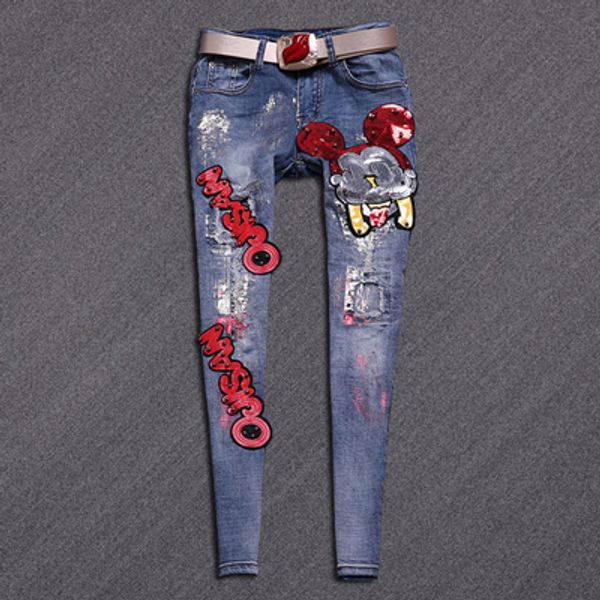 wholesale- skinny jeans woman new pencil jeans fashion slim blue holes pants cartoon letter patchwork denim stretch jeans a246
wholesale- skinny jeans woman new pencil jeans fashion slim blue holes pants cartoon letter patchwork denim stretch jeans a246