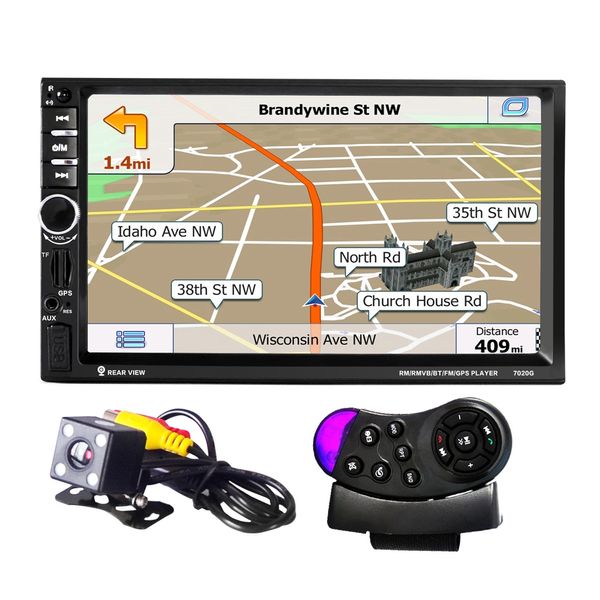 

7020G Car MP5 Player with Rearview Camera Bluetooth FM GPS 7" TFT Touch Screen Car Audio Stereo With Wheel Remote Control Russia Map Car dvd