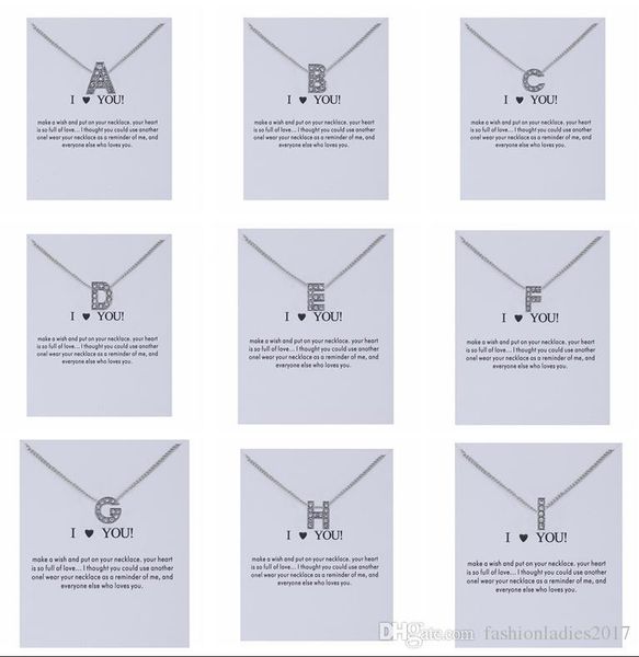 2017 new dogeared necklace with card 26 english letter i love you noble and delicate silver choker valentine day christmas gift
2017 new dogeared necklace with card 26 english letter i love you noble and delicate silver choker valentine day christmas gift