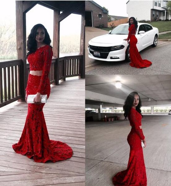 gorgeous 2020 shiny red full lace two pieces evening dresses sheer long sleeves mermaid prom dresses custom made formal party gowns, Black
gorgeous 2020 shiny red full lace two pieces evening dresses sheer long sleeves mermaid prom dresses custom made formal party gowns, Black