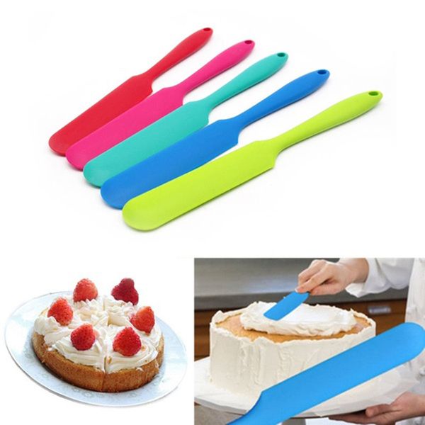 wholesale- fashion 1pcs batter spatula cake cream mixer long handled models baking scraper kitchen cooking tool random color