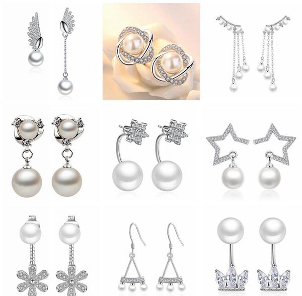 18 styles 925 sterling silver pearl rhinestone rhodium plated hoop stud earrings fashion sell jewelry for women c634, Golden;silver
18 styles 925 sterling silver pearl rhinestone rhodium plated hoop stud earrings fashion sell jewelry for women c634, Golden;silver