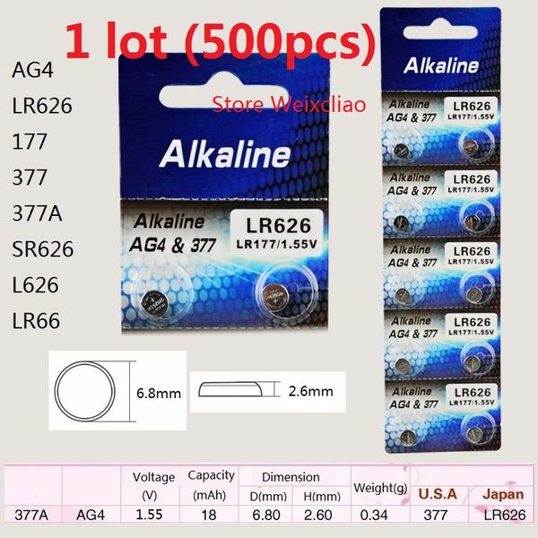500 шт. 1 лот ag4 lr626 177 377 377a sr626 l626 lr66 1.55 в щелочные кнопки батареи монета батареи бесплатная доставка
500 шт. 1 лот ag4 lr626 177 377 377a sr626 l626 lr66 1.55 в щелочные кнопки батареи монета батареи бесплатная доставка
