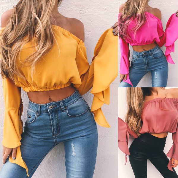 Womens Casual Long Sleeved Chiffon Slash Neck Off-Shoulder Crop Tops Shirt Blouse
Womens Casual Long Sleeved Chiffon Slash Neck Off-Shoulder Crop Tops Shirt Blouse