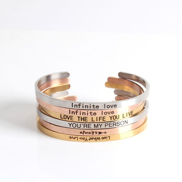 100pcs mixed style inspirational bangle silver color positive quotes engraved skinny hand cuff stacking stamped bracelet bangle bg0049, Black
100pcs mixed style inspirational bangle silver color positive quotes engraved skinny hand cuff stacking stamped bracelet bangle bg0049, Black